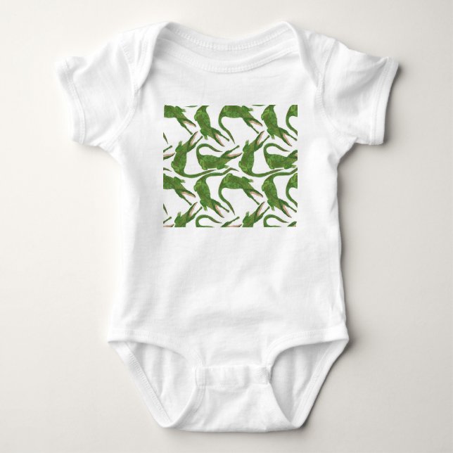 Crocodile White Watercolor Array Baby Strampler (Vorderseite)