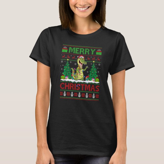 Crocodile  Xmas Tree Ugly Santa Crocodile Christma T-Shirt (Vorderseite)