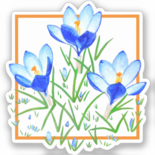 Crocus Blume Blau und Weiß, kundenspezifische Aufk Aufkleber