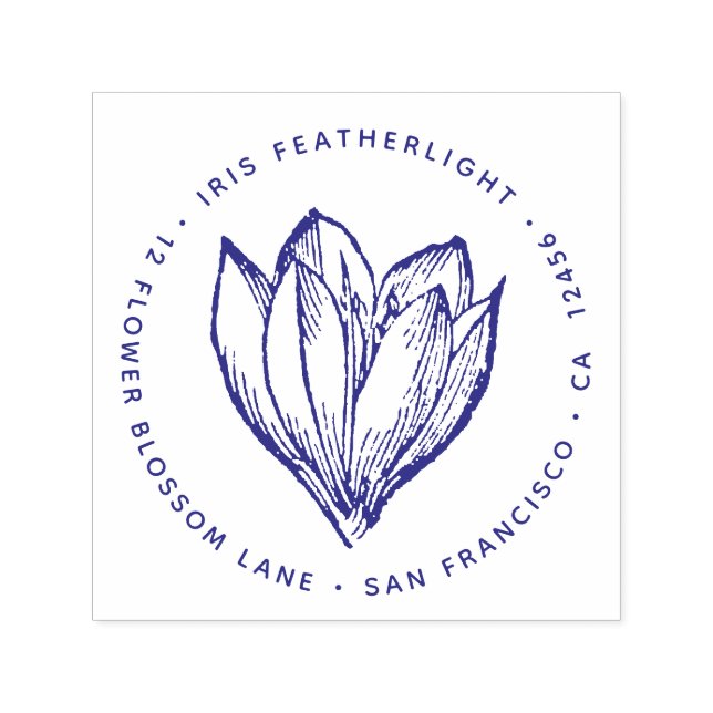 Crocus Blume Rücksendeadresse Floral Botanisch Permastempel (Design)