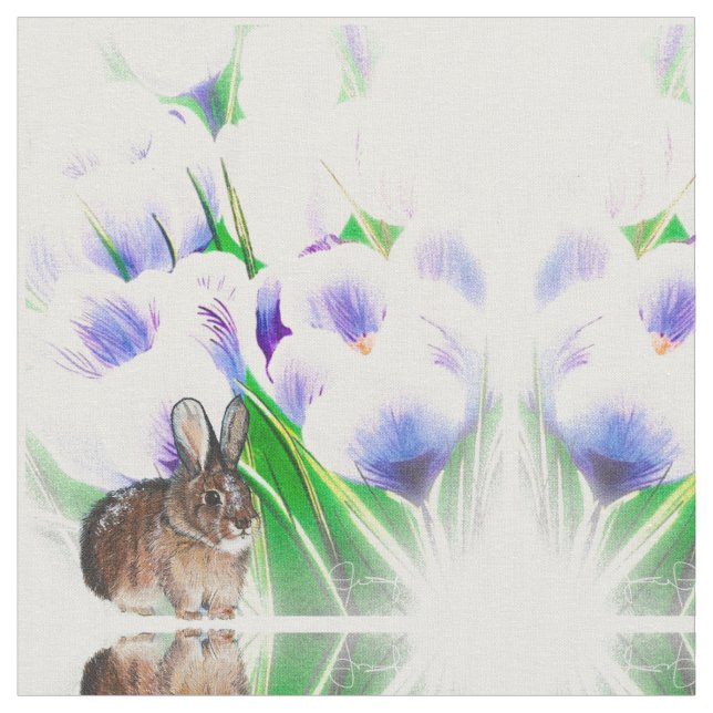 Crocus Bunny Fabric Stoff (Nahaufnahme)