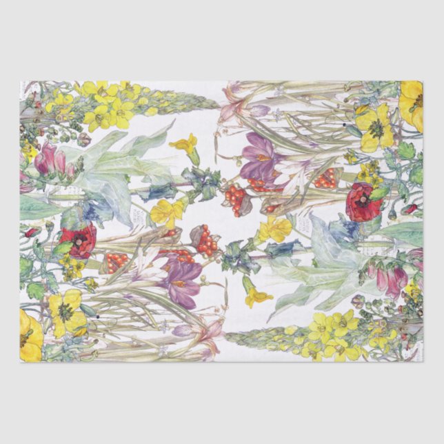 Crocus Poppy Iris Foxglove Flowers Tissue Paper Seidenpapier (Vorderseite)