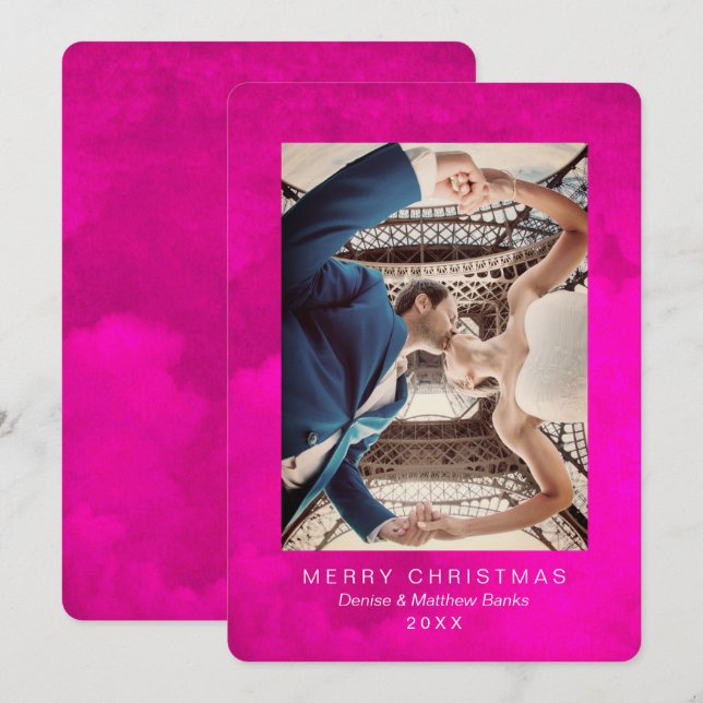 Crocus rosa Pfauenweihnachtskarte Einladung (Vorne/Hinten)