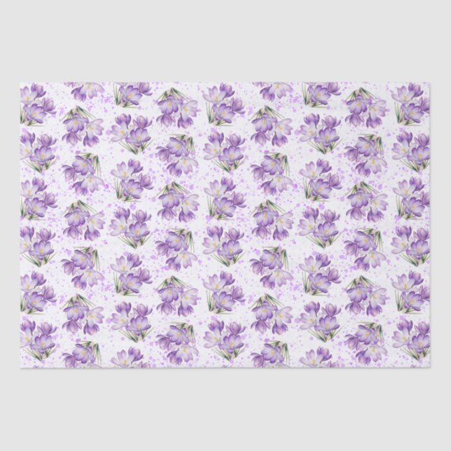 Crocus Spring Floral Pattern Seidenpapier (Vorderseite)