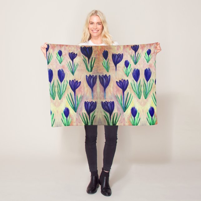 Crocus Watercolor Muster Fleece Blanket (Beispiel)