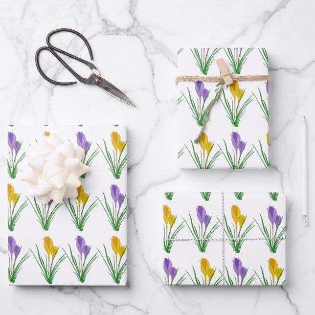Crocus Wrapping Paper Sheets Geschenkpapier Set (Vorderseite)