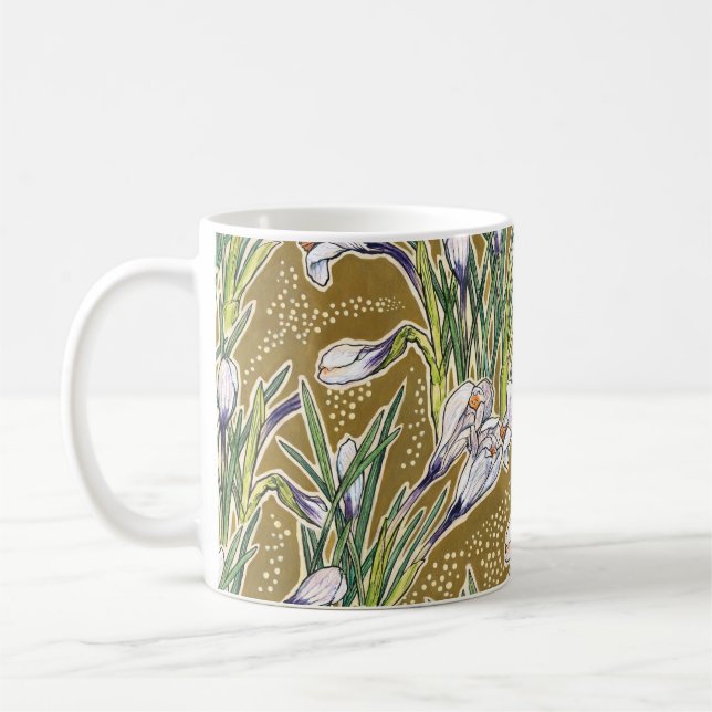 Crocuses, Blumenmuster, schöne Frühlingsblumen Kaffeetasse (Links)