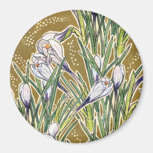 Crocuses, Blumenmuster, schöne Frühlingsblumen Magnet