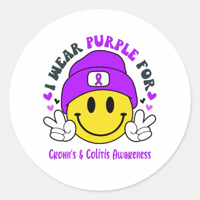 Crohn's & Colitis Awareness Ribbon Support Geschen Runder Aufkleber (Vorderseite)