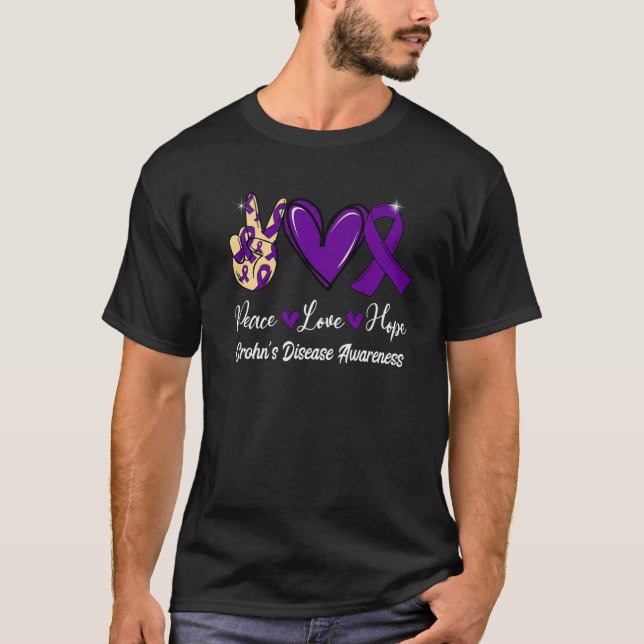 Crohn's Disease Awareness Peace Liebe Hoffnung Lil T-Shirt (Vorderseite)