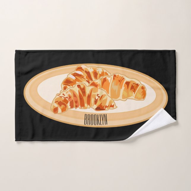 Croissant-Cartoon-Abbildung Badhandtuch Set (Handtuch)