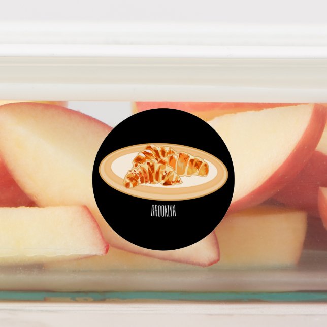 Croissant-Cartoon-Abbildung Etiketten (Befestigt)