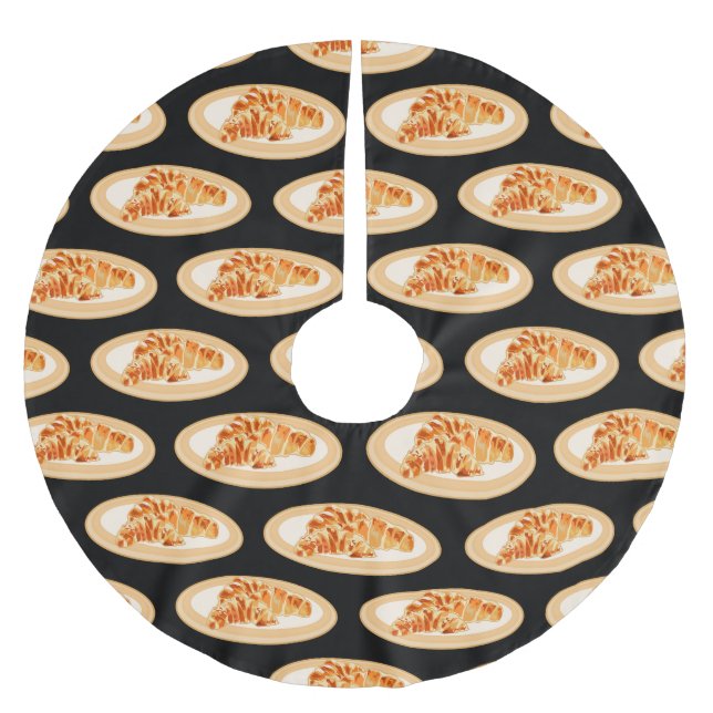 Croissant-Cartoon-Abbildung Polyester Weihnachtsbaumdecke (Vorderseite)