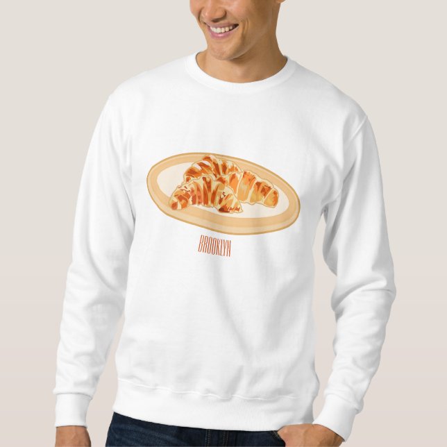 Croissant-Cartoon-Abbildung Sweatshirt (Vorderseite)