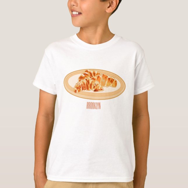 Croissant-Cartoon-Abbildung T-Shirt (Vorderseite)