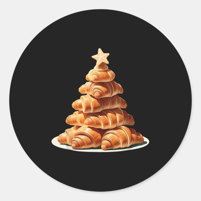 Croissant Christmas Tree Runder Aufkleber (Vorderseite)