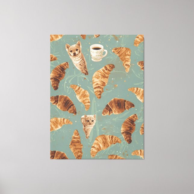 Croissant Crawl Cats, Coffee & French Bakery Chaos Leinwanddruck (Vorderseite)