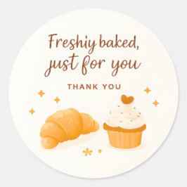 Croissant Cupcake Sparkle Bakery Thank You Sticker