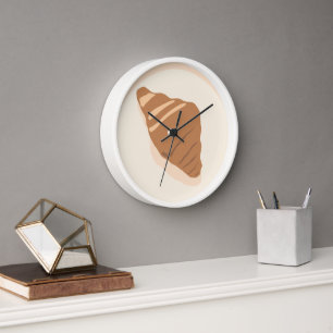 Croissant Food Art Cartoon Illustration Moderne Uhr