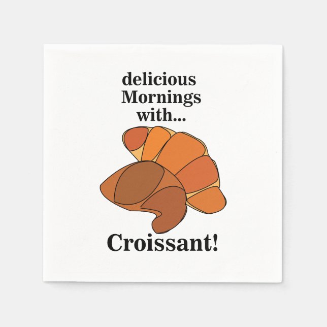 Croissant-Gebäck-Frühstück-Brunch-Party Serviette (Vorderseite)