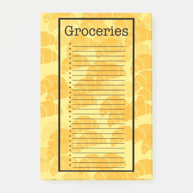Croissant Grocery List Post-it Klebezettel (Vorderseite)