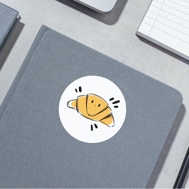 Croissant Ink Sketch Runder Aufkleber (Von Creator hochgeladen)