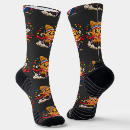 Croissant-Läufer-Cartoon-Finishline-Sprint Socken