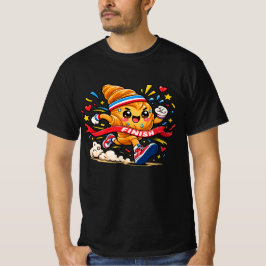 Croissant-Läufer-Cartoon-Finishline-Sprint T-Shirt