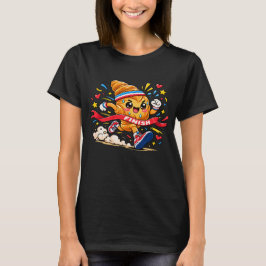 Croissant-Läufer-Cartoon-Finishline-Sprint T-Shirt