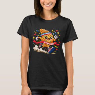Croissant-Läufer-Cartoon-Finishline-Sprint T-Shirt