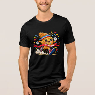 Croissant-Läufer-Cartoon-Finishline-Sprint Tri-Blend Shirt