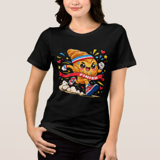 Croissant-Läufer-Cartoon-Finishline-Sprint Tri-Blend Shirt