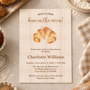 Croissant-Mädchen-Baby-Party mit 'Brötchen im Ofen Einladung
