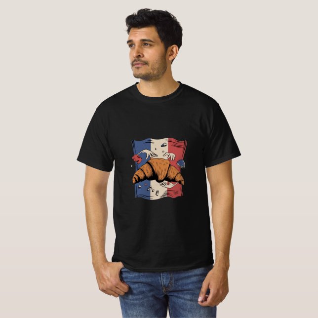 Croissant mit Händen lustige Männer T-Shirt Design (Vorne ganz)