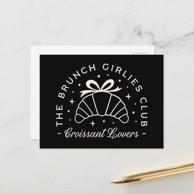 Croissant Plundergebäck Liebhaber von Brunch-Girls Postkarte (Vorderseite/Rückseite Beispiel)