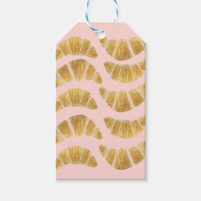 Croissant Rose Aquarell  Geschenkanhänger (Vorderseite)