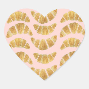 Croissant Rose Aquarell  Herz-Aufkleber