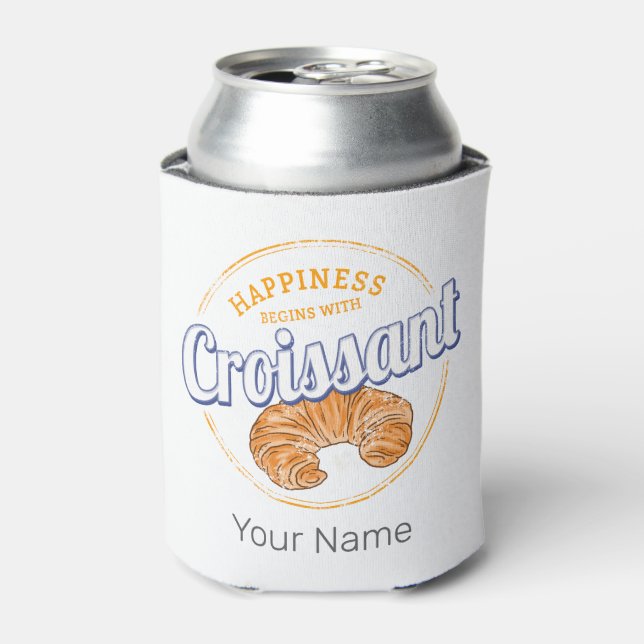 Croissant Snack Vintag France Retro Frühstück Dosenkühler (Kanne Vorderseite)