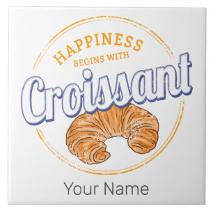 Croissant Snack Vintag France Retro Frühstück Fliese