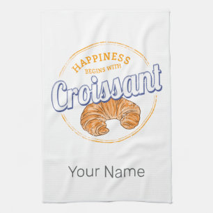 Croissant-Snack Vintage Frankreich Retro Frühstück Geschirrtuch