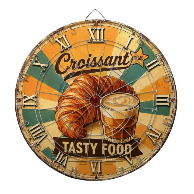 Croissant Time Vintage Kitchen Dartscheibe (vorne)