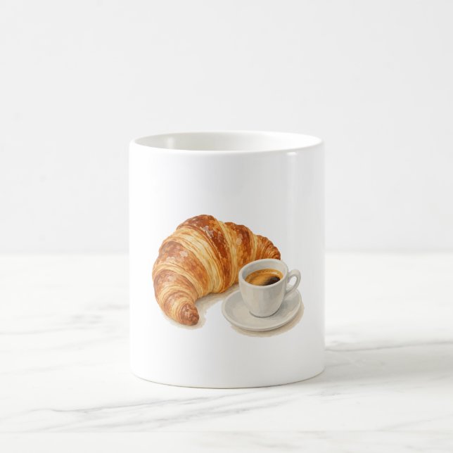 Croissant und Espresso Kaffeetasse (Mittel)