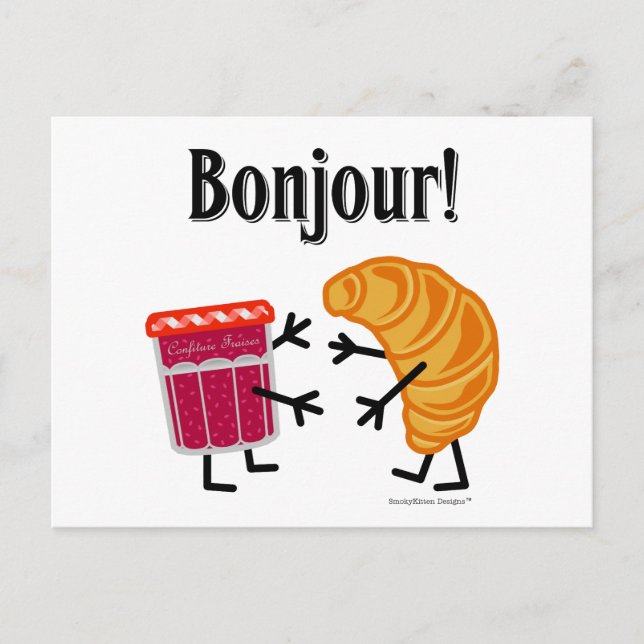 Croissant und Jam - Bonjour! Postkarte (Vorderseite)