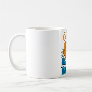Croissant und Katze in der Welle Kaffeetasse
