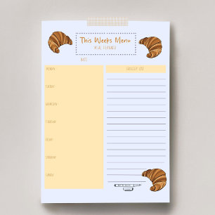 Croissant Weekly Meal Grocery List Planner Notizblock