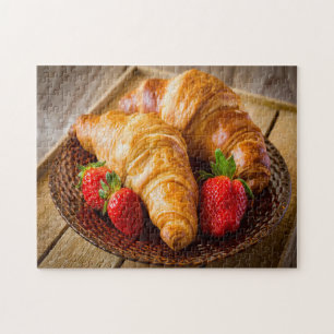 Croissants mit Erdbeeren Jigsaw Puzzle