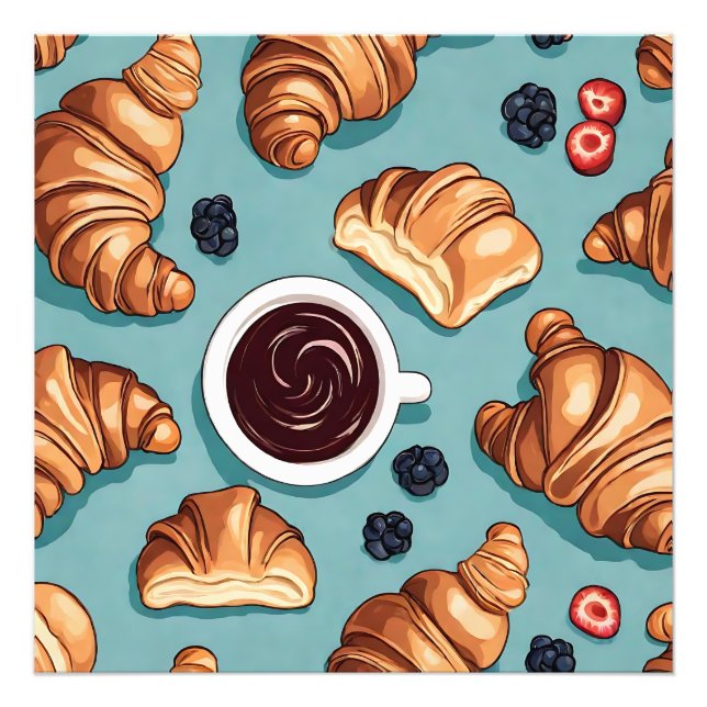 Croissants und Kaffee ... Fotodruck (Vorne)