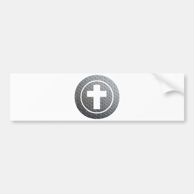 Croix dans cercle Métal Autoaufkleber (Vorne)