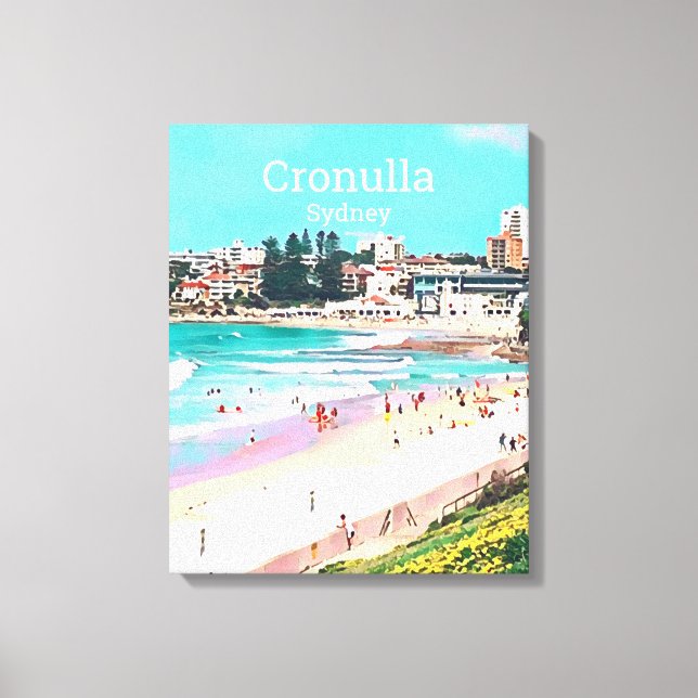 Cronulla Beach Vorort von Sydney Reiseausdruck Leinwanddruck (Vorderseite)