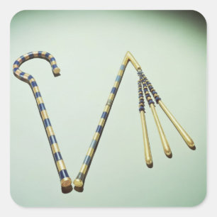 Crook und Flail, aus dem Grab von Tutankhamun Quadratischer Aufkleber
